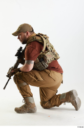 Whole Body Weapons-Rifle Man Pose with machine rifle White Army Athletic Bearded Studio photo references